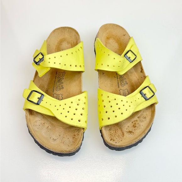 Birkenstock Birka’s Women's Yellow Two Buckle Perforated Sandals Size 9 Casual - Picture 1 of 8